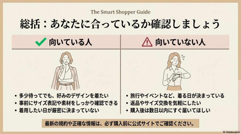 エシカの利用に向いている人と向いていない人の特徴まとめ表