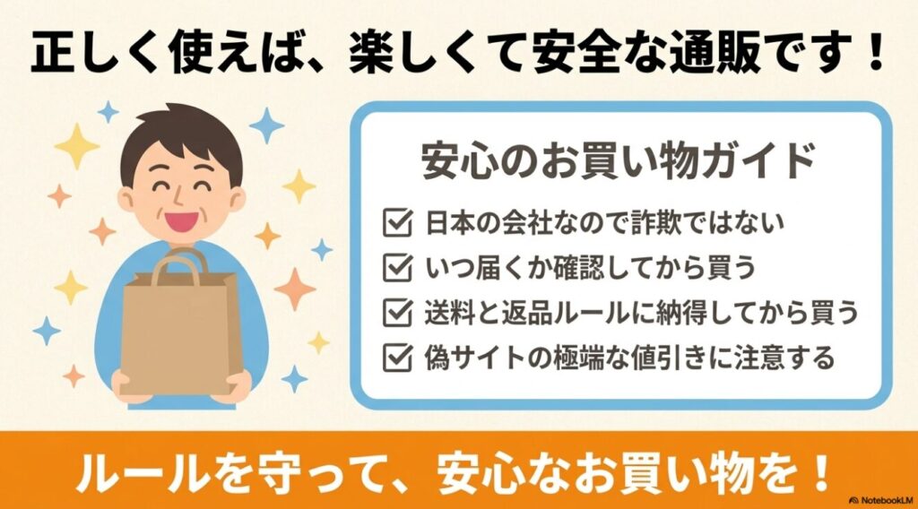 ルールを守れば楽しくて安全な通販であるというパルクローゼットの安心お買い物まとめふぁ