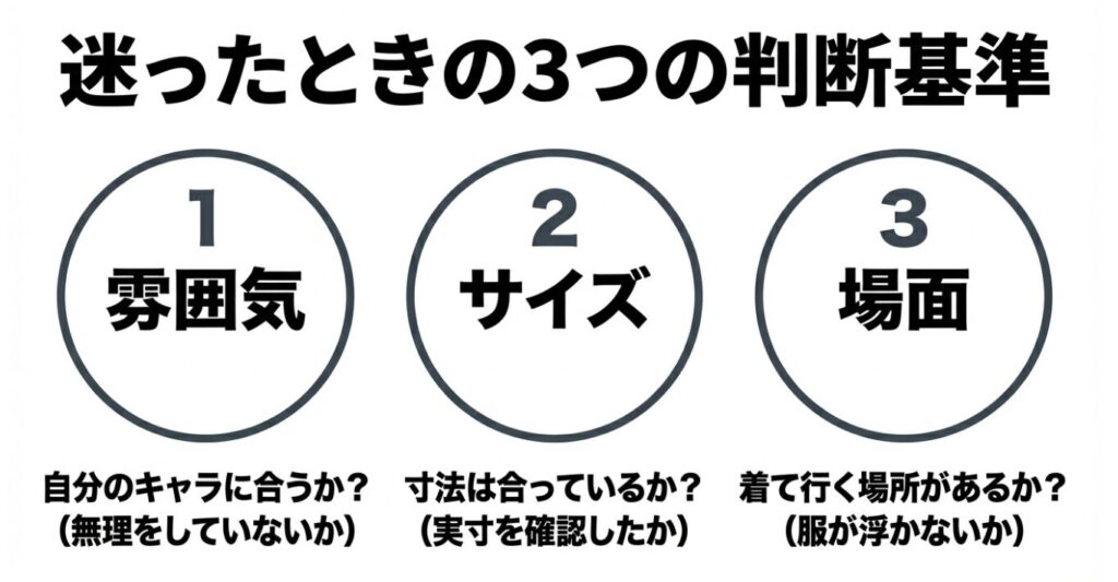 自分の雰囲気や着ていく場面に合うか見極めるポイント