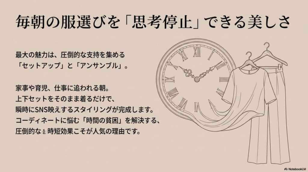 毎朝の服選びを思考停止できるFreneのセットアップとアンサンブルの魅力