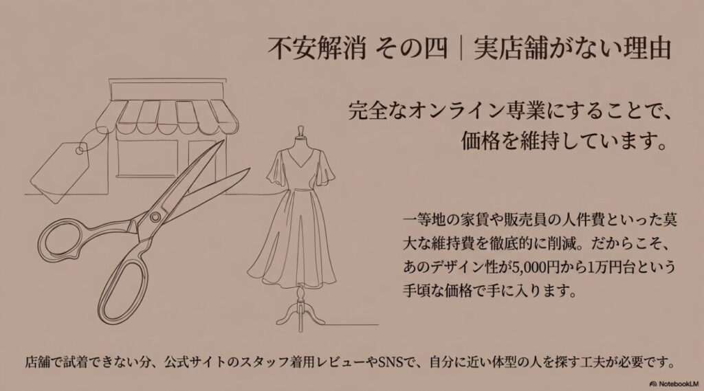 店舗維持費や人件費を削減して低価格を実現するFreneのオンライン専業モデル