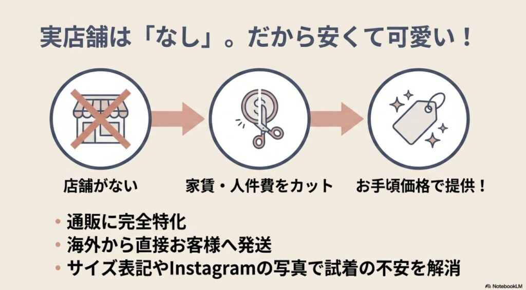 実店舗を持たずお手頃価格で提供できる理由