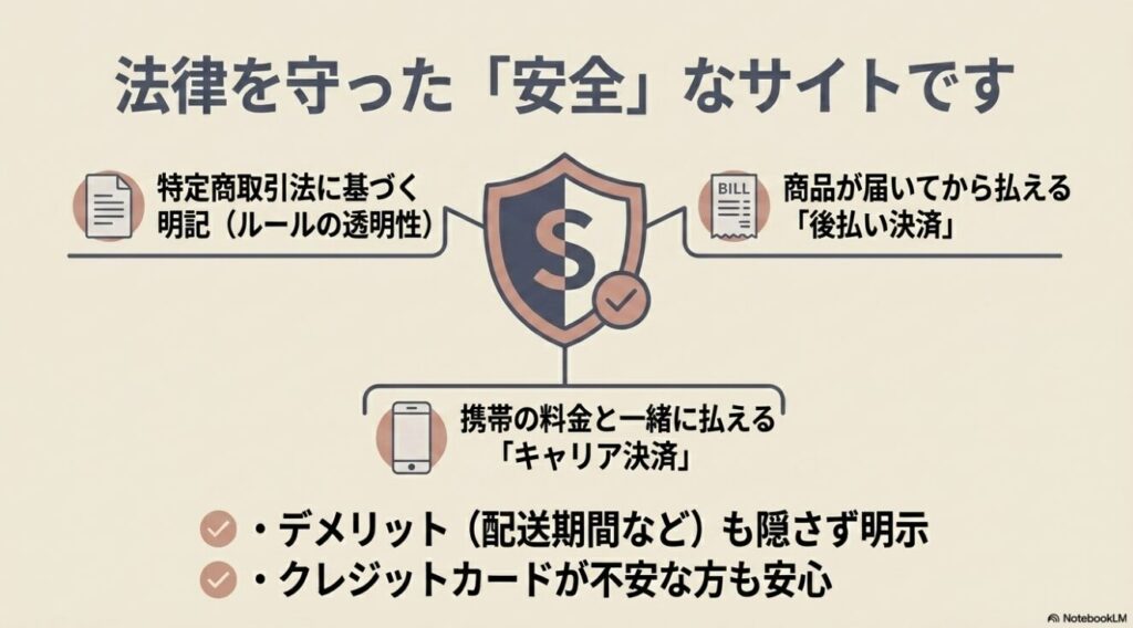 透明性の高い運営と選べる安全な決済方法