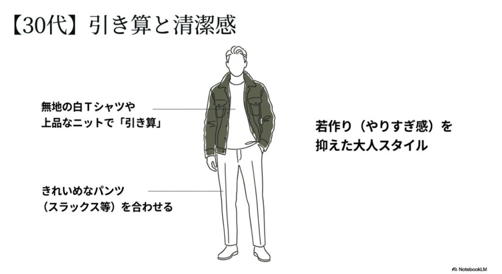 白Tシャツときれいめパンツを合わせた男性