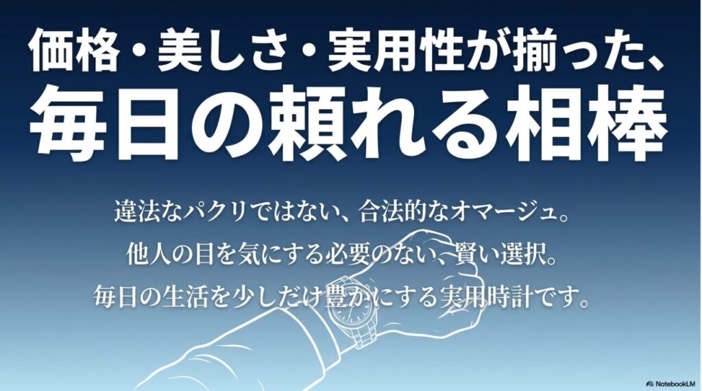 他人の目を気にしない賢い選択と毎日の生活を豊かにする実用時計の結論
