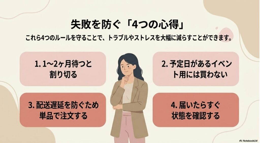 配送遅延やトラブルを防ぐための4つの購入ルール