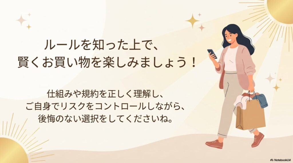 仕組みや規約を理解して賢くお買い物を楽しむためのメッセージ