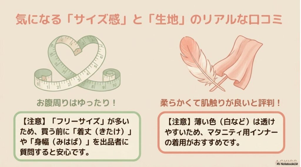 ゆったりしたお腹周りや透けやすい生地への注意点といったリアルな口コミ