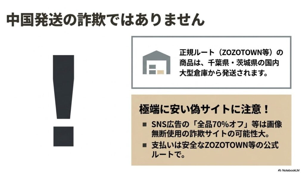 Blemeは国内倉庫から発送される正規ブランドであることと偽サイトへの注意喚起