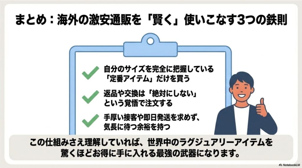 自分のサイズを把握して定番アイテムに絞って購入を推奨するまとめ画像