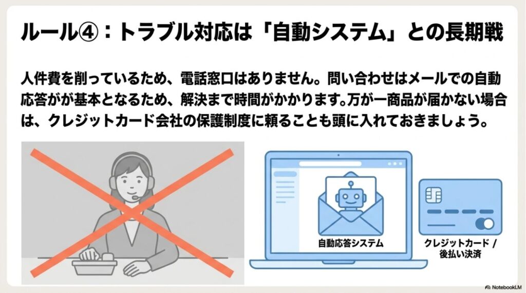 オペレーター不在でメール対応が基本となる案内