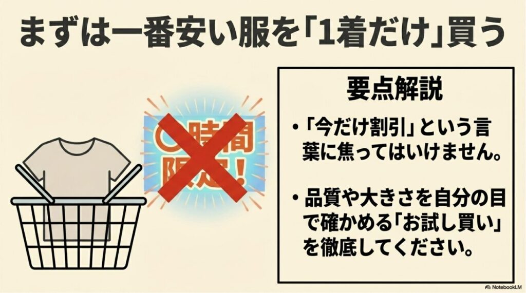 高額なまとめ買いを避けて品質やサイズ感を確かめる方法