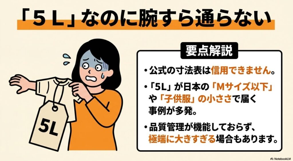 公式サイズ表が信用できない実例と品質管理の欠如