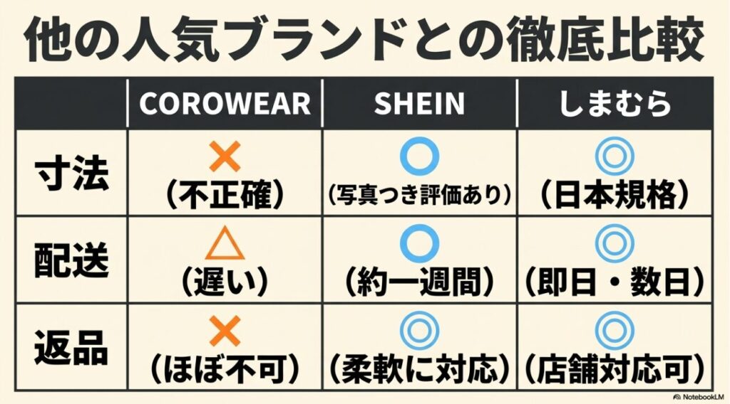 人気プチプラブランドとのサイズ感やサポート対応の違い