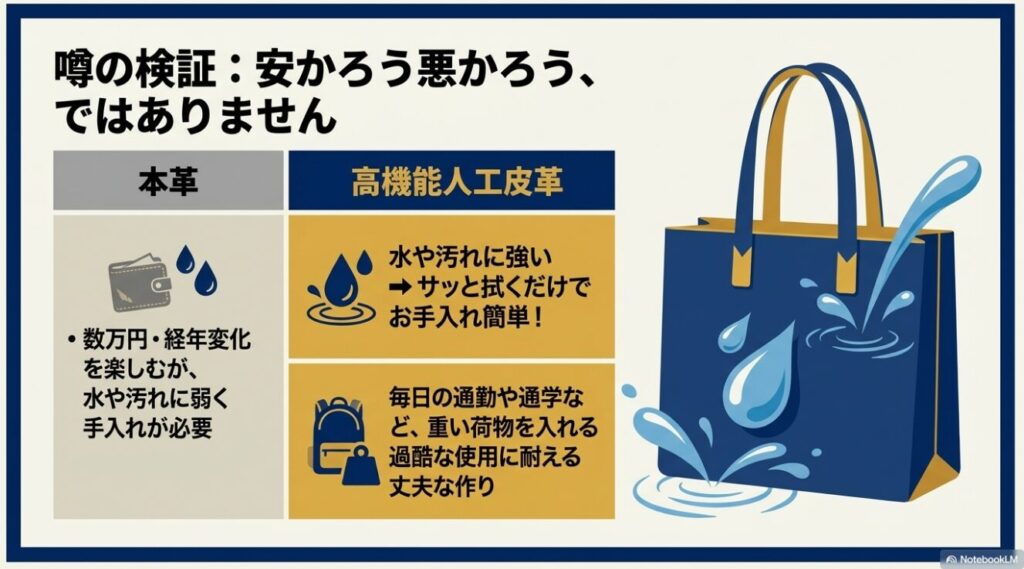 本革と異なりお手入れが簡単で丈夫な素材の特性を解説