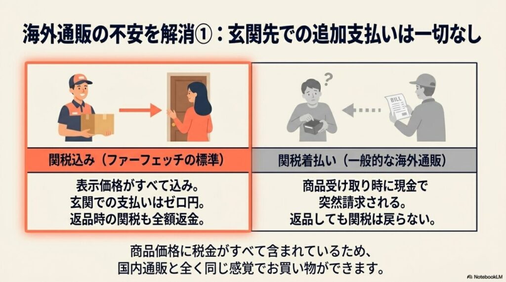ファーフェッチと一般的な海外通販の関税の扱いの違い
