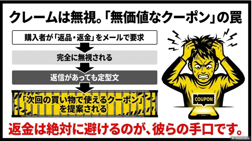 クレームや返金要求に対して定型文でごまかす悪質な手口