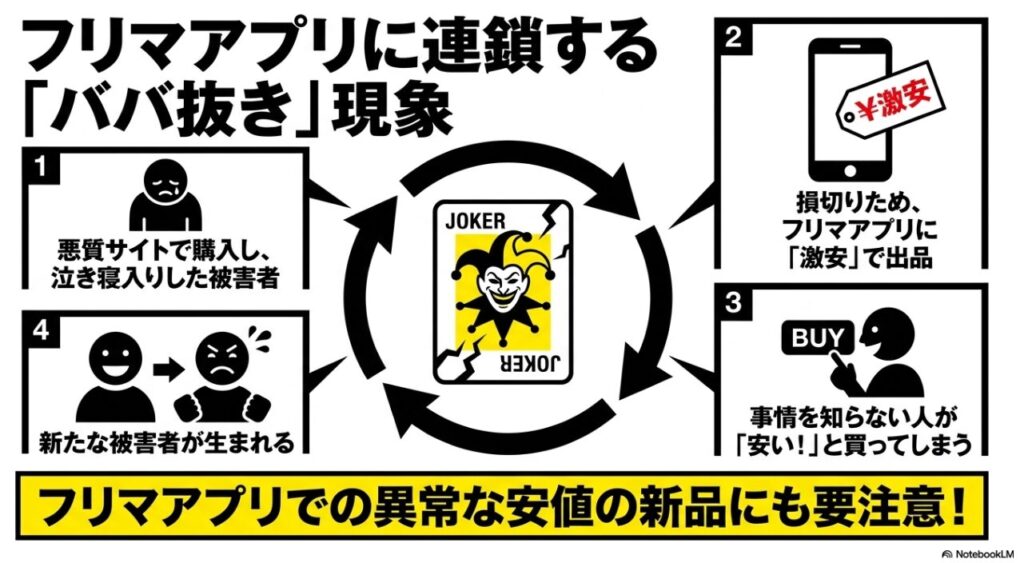 泣き寝入りした購入者が別アプリへ激安出品する二次流通の問題