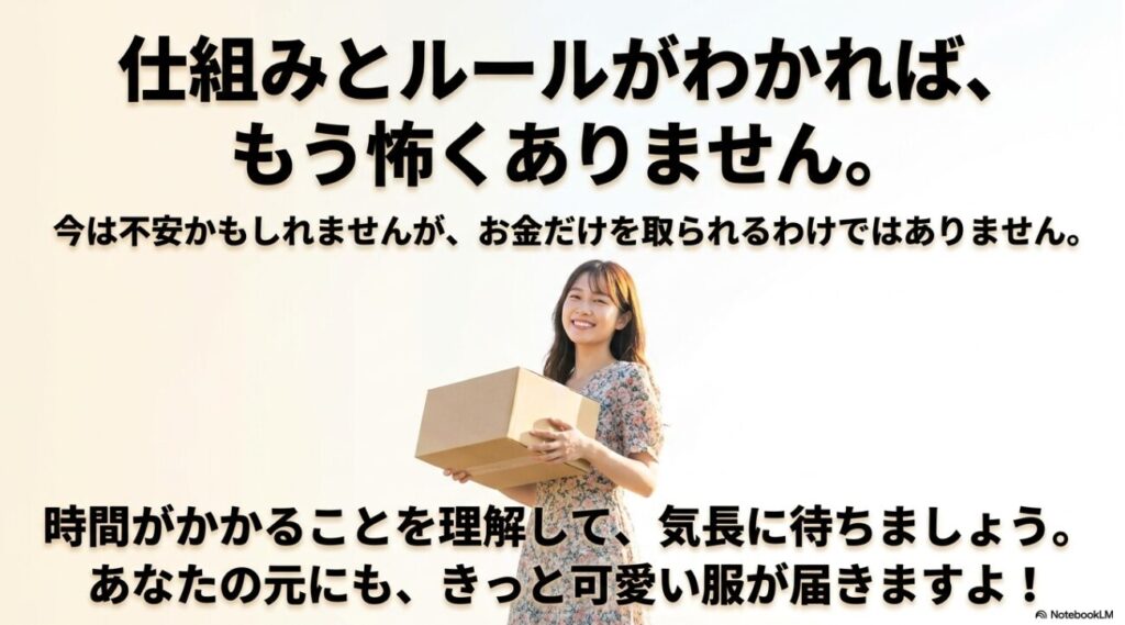 届いたダンボールを笑顔で受け取る女性の写真