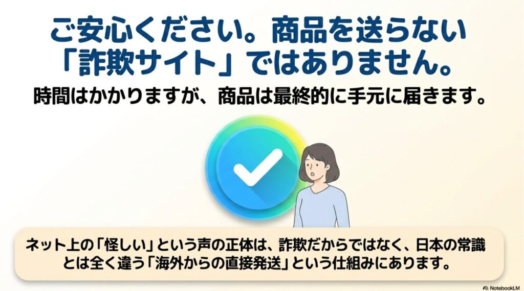 商品がちゃんと届くことを伝える安心のしるし