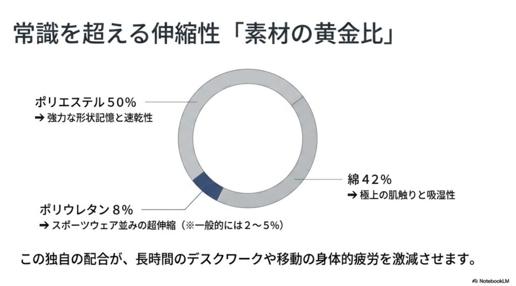 スポーツウェア並みの伸縮性を生む素材の黄金比