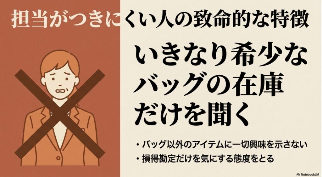 エルメスでバッグの在庫確認だけをするなどのやってはいけない特徴