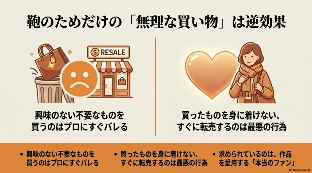 興味のない商品の購入や転売が逆効果になることの解説