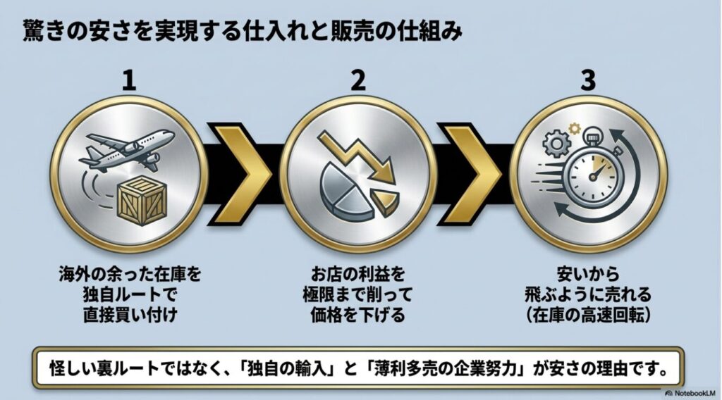 独自ルートと薄利多売による価格設定のからくり