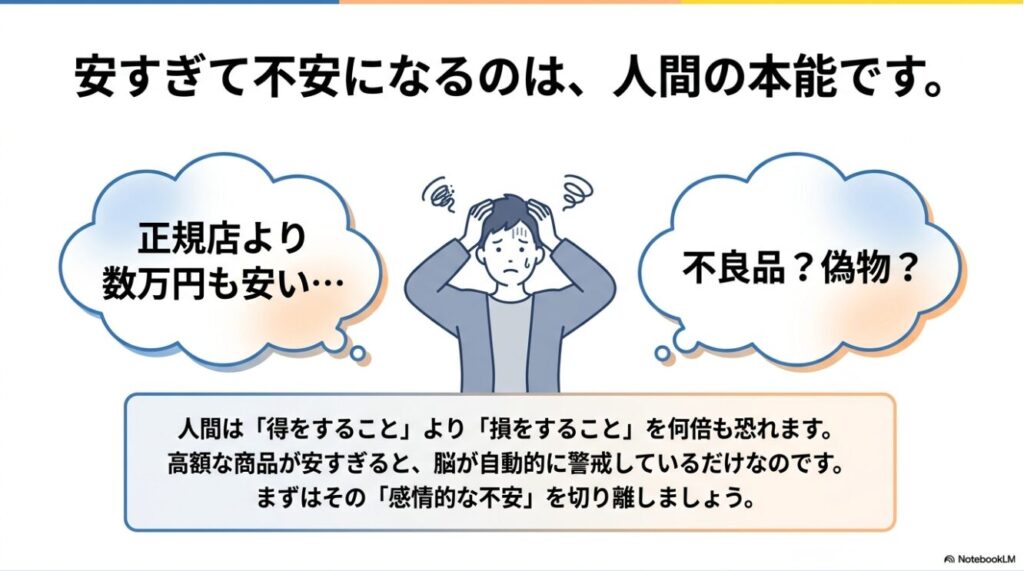 偽物を疑ってしまう脳の警戒メカニズムの図解