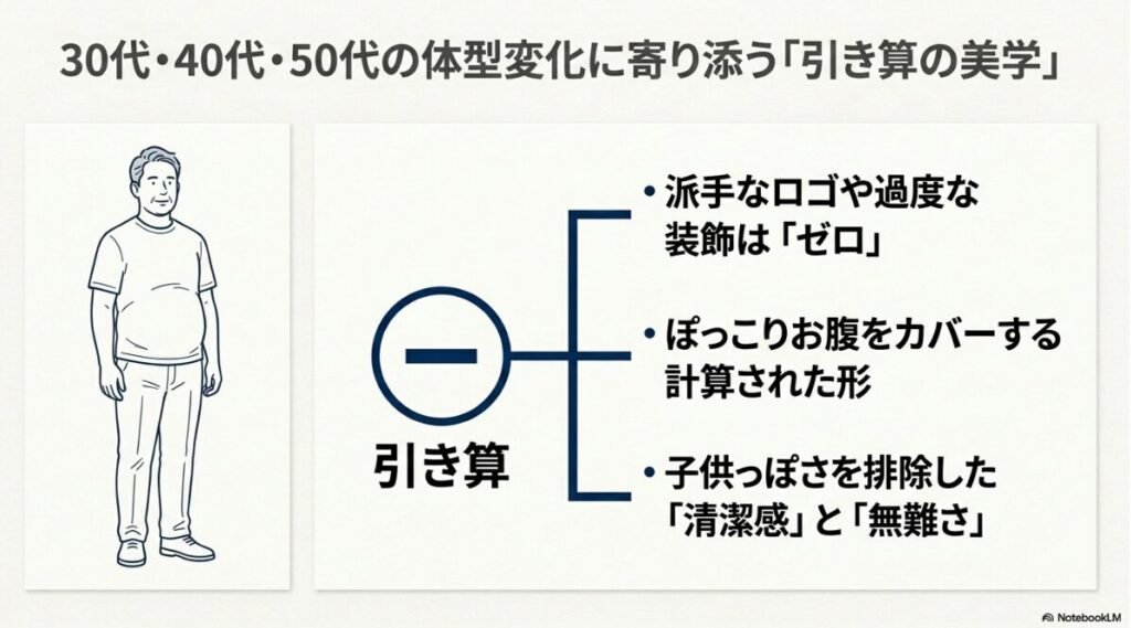 ミドルエイジの体型をカバーする清潔感重視の服作り