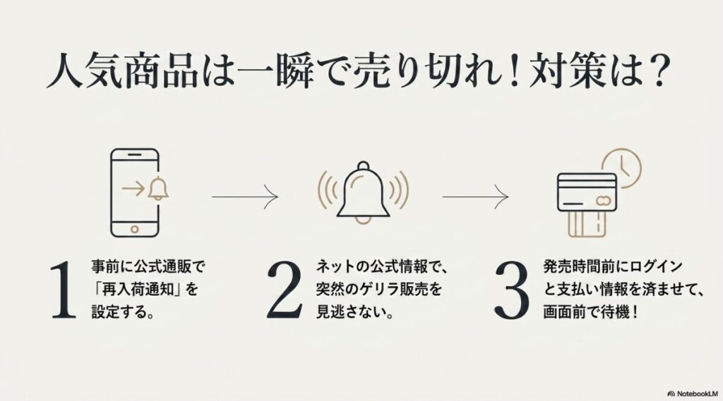 再入荷通知や事前準備による賢い購入方法