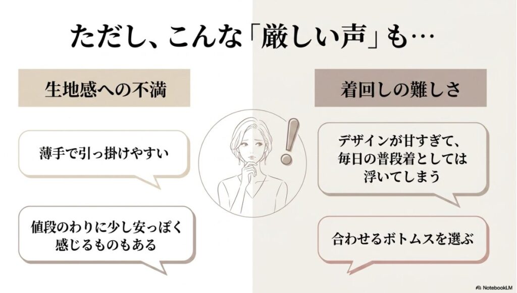 薄手素材や甘すぎるデザインへのリアルな不満