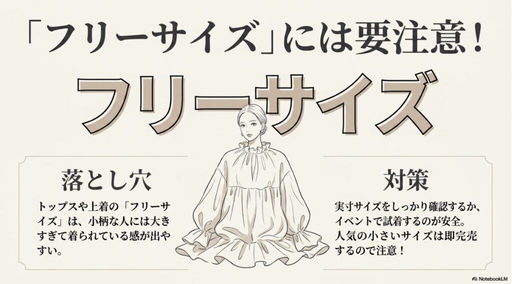 トップスやアウターのサイズ感に対する注意喚起