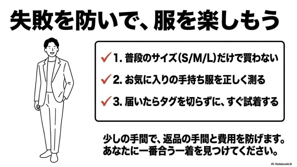 サイズ選びの失敗を回避するための3つの最終確認事項