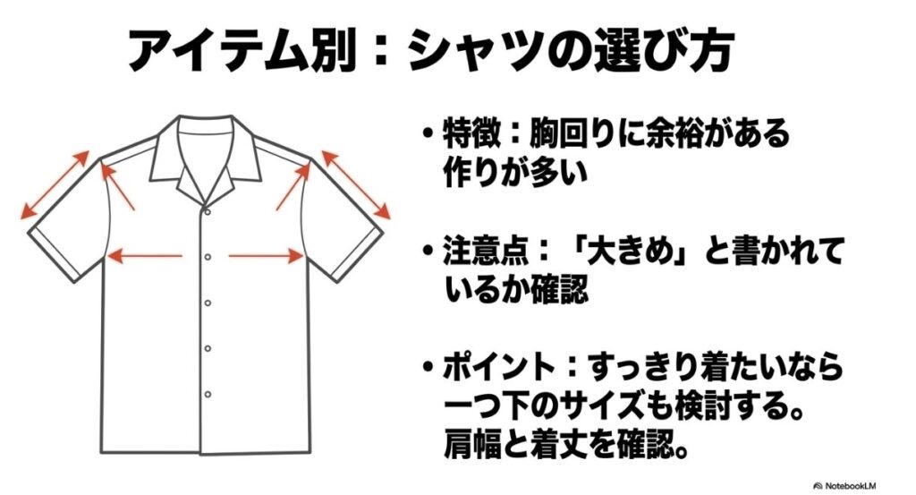 胸回りに余裕があるシャツの特徴とすっきり着こなすためのコツ