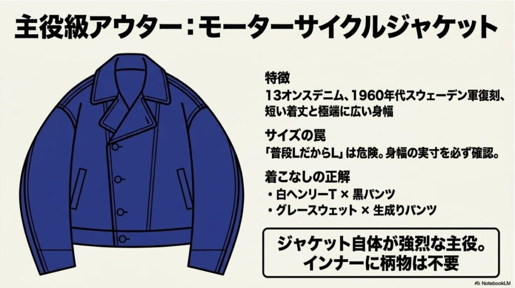 短丈と広い身幅が特徴的な主役級デニムアウターの着こなし方