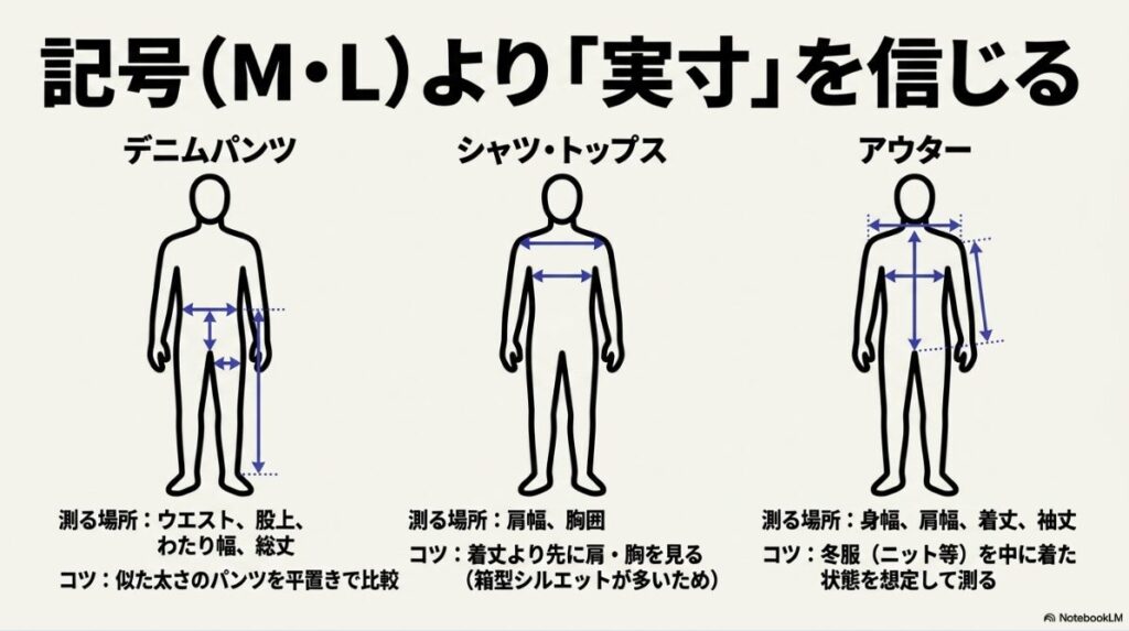 手持ちの服と比較してサイズ選びの失敗を防ぐための確認手順
