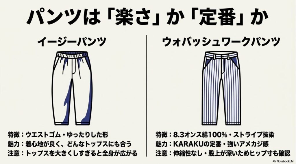 履き心地の楽さと定番アメカジ感で選ぶボトムスのガイド