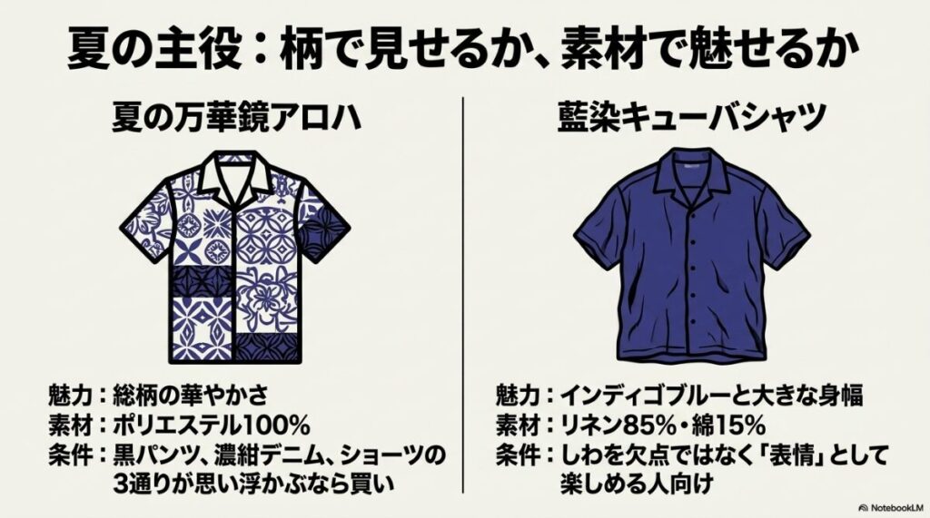 柄の華やかさと素材感で選ぶ夏向け主役シャツの条件