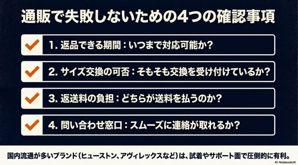 返品期間やサイズ交換などネット購入前の必須チェック項目