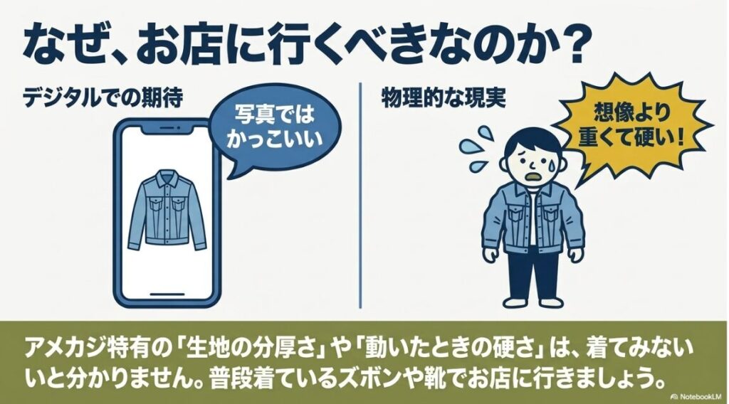 写真の見た目だけでなく実際の重さや動きやすさを実物で確かめる理由