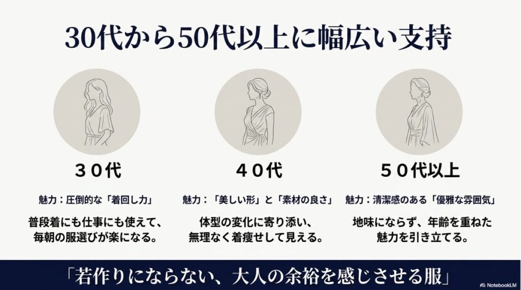 幅広い世代の大人女性から支持を集める理由と年代別の評価