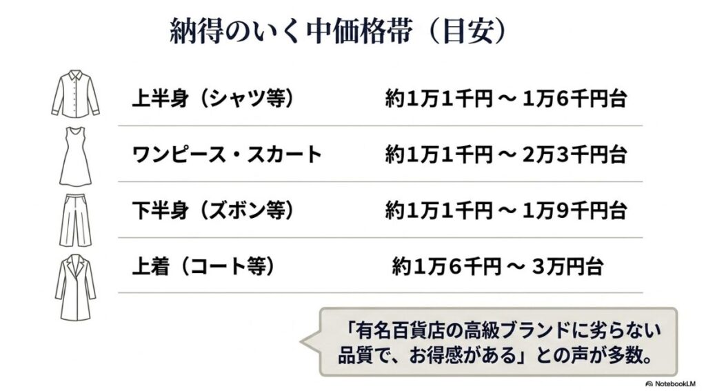 有名ブランドと同等のクオリティを持つ各アイテムの価格一覧