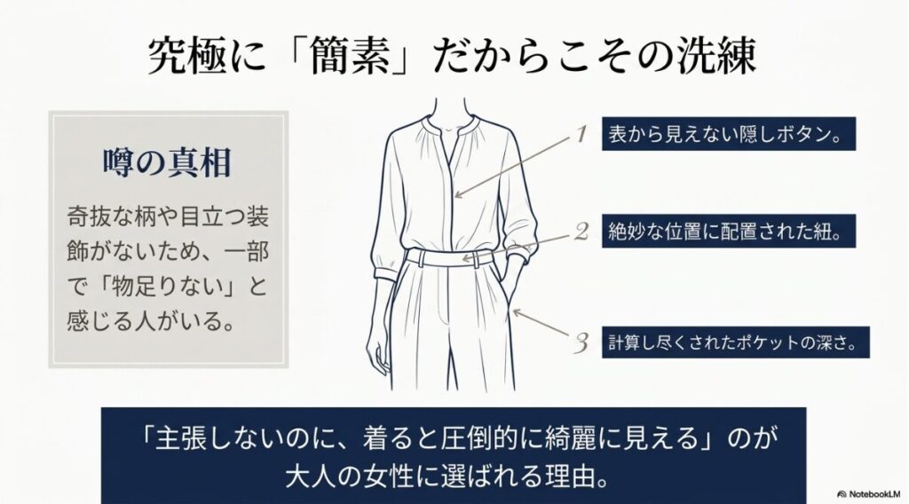 装飾を抑えることで引き立つ大人の洗練された美しいシルエット