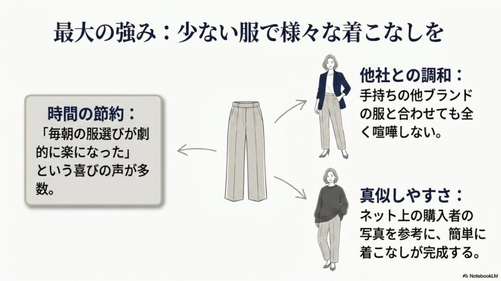 他ブランドとも調和し毎朝のコーディネートを劇的に楽にする秘訣