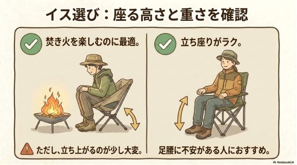 ローチェアとハイチェアそれぞれのメリットと体への負担の違い