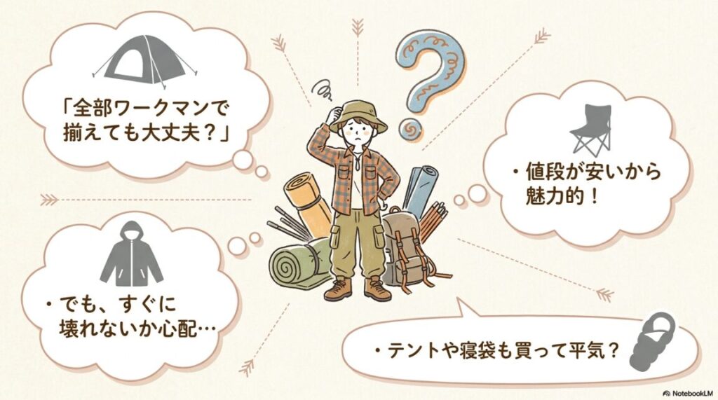 安くて魅力的な反面で耐久性や品質に不安を感じるキャンパーの疑問