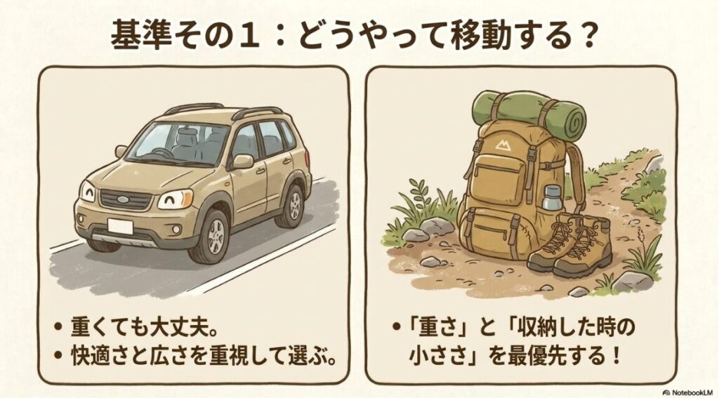 車や公共交通機関など交通手段ごとに許容できる荷物の基準