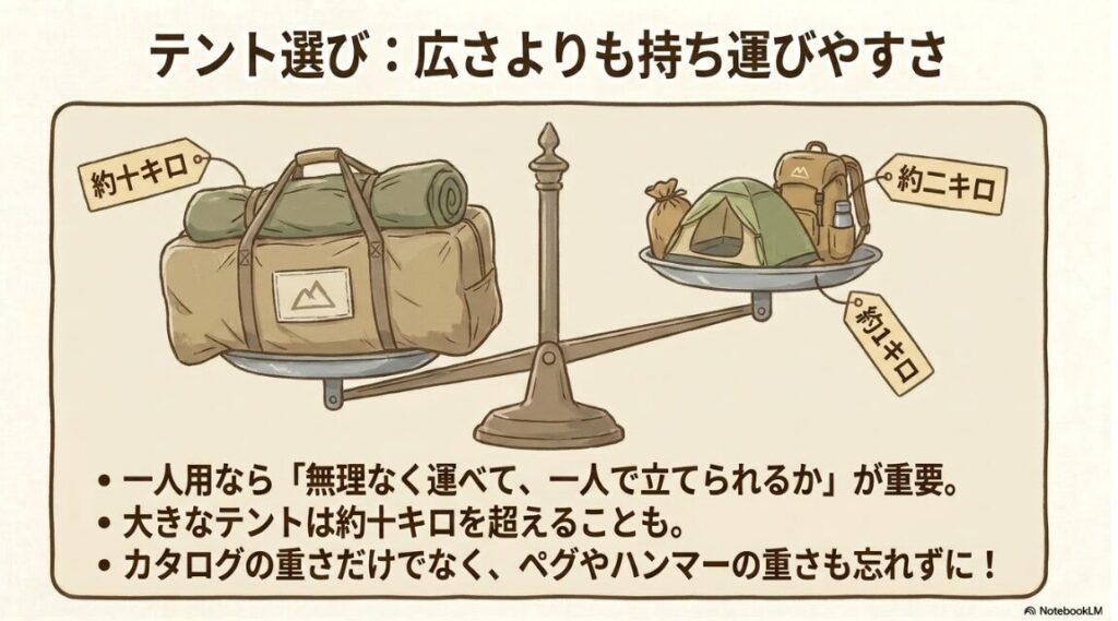 ペグやハンマーを含めた総重量でテントの負担を判断するコツ