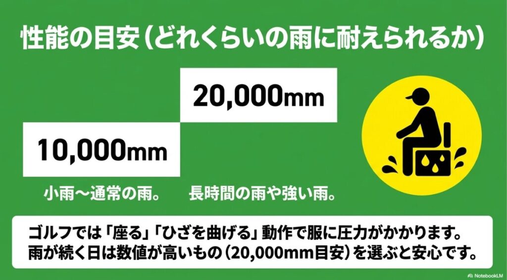 座る動作などでかかる圧力を考慮した防水性能の基準